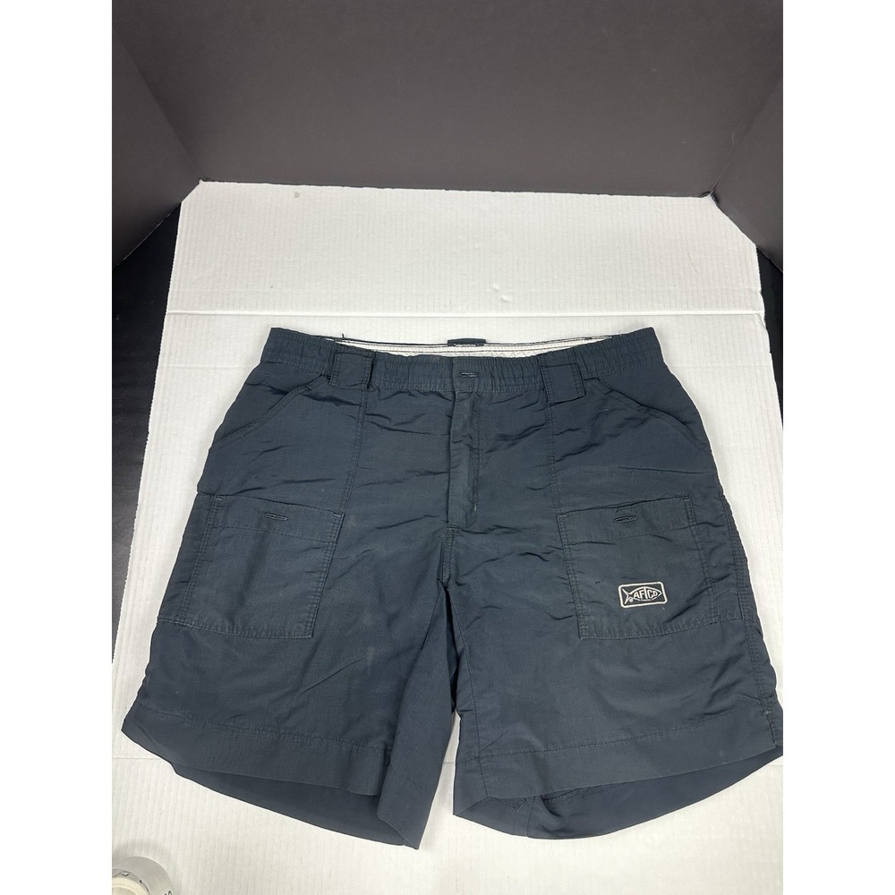 AFTCO Men's Black Cargo Shorts Size 32 Long Cargo Stretched Elastic Read